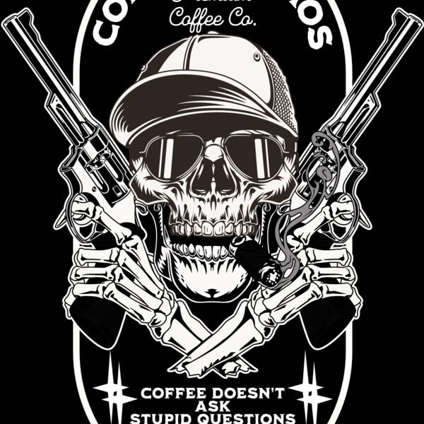 Coffee or Chaos   Coffee   Stupid Questions oval guns   background removed Thumbnail